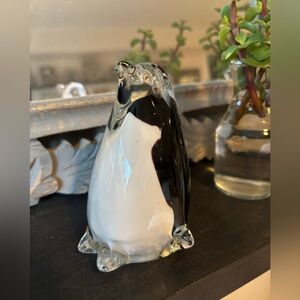 Glass Penguin Figurine - Black and White